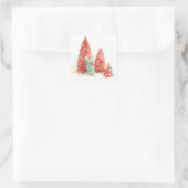 Retro Christmas Deer Quadratischer Aufkleber (Tasche)