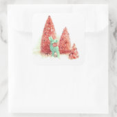 Retro Christmas Deer Quadratischer Aufkleber (Tasche)