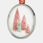 Retro Christmas Deer Silbernes Ornament (Links)