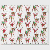 Retro Christmas Deer und Candy Canes Geschenkpapier (Flach)