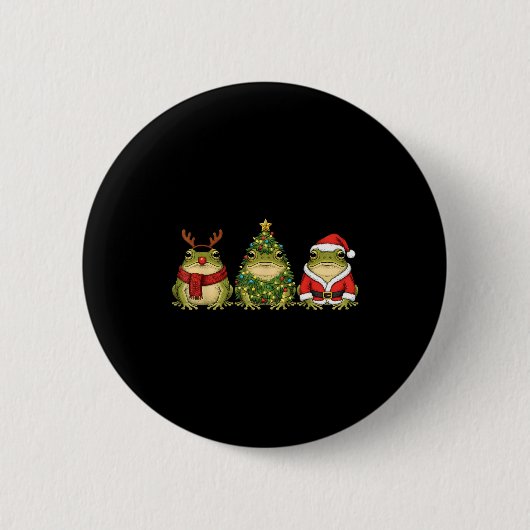 Retro Christmas Desert Rain Frog Santa Reindeer Button (Vorderseite)
