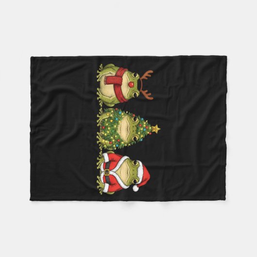 Retro Christmas Desert Rain Frog Santa Reindeer Fleecedecke (Vorderseite (Horizontal))