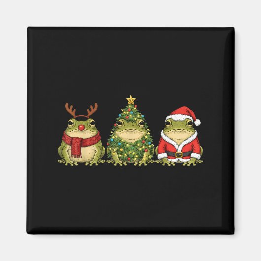 Retro Christmas Desert Rain Frog Santa Reindeer Magnet (Vorne)