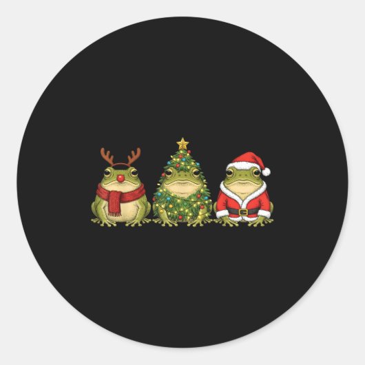 Retro Christmas Desert Rain Frog Santa Reindeer  Runder Aufkleber (Vorderseite)