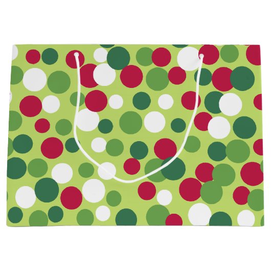 Retro Christmas Dots Große Geschenktasche Große Geschenktüte (Vorderseite)