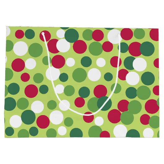 Retro Christmas Dots Große Geschenktasche Große Geschenktüte (Rückseite)
