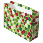 Retro Christmas Dots Große Geschenktasche Große Geschenktüte (Vorderseite Schrägansicht)