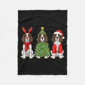 Retro Christmas English Springer Spaniel Santa Rei Fleecedecke (Vorderseite)