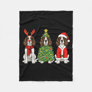 Retro Christmas English Springer Spaniel Santa Rei Fleecedecke