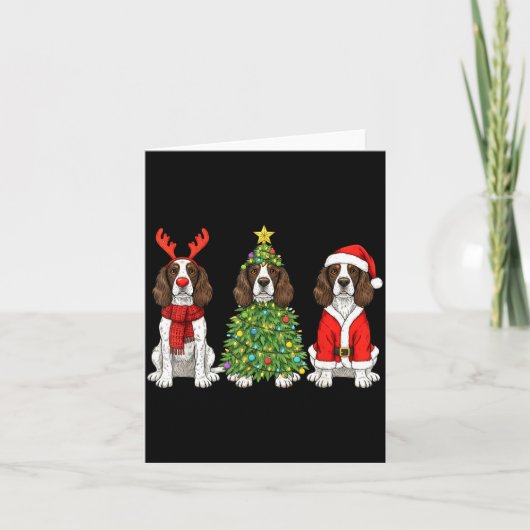 Retro Christmas English Springer Spaniel Santa Rei Karte (Vorderseite)