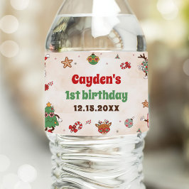Retro Christmas Erste Geburtstagsparty Wasserflaschenetikett