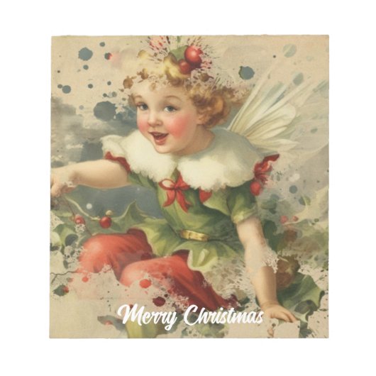 Retro Christmas Fairy Notizblock (Vorderseite)