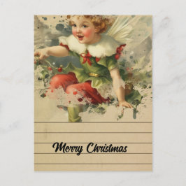 Retro Christmas Fairy Postkarte