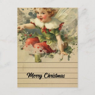 Retro Christmas Fairy Postkarte