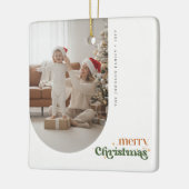 Retro Christmas Family Photo Portrait Holiday Keramikornament (Links)
