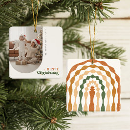 Retro Christmas Family Photo Portrait Holiday Keramikornament