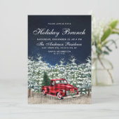 Retro Christmas Farm Truck Forest Holiday Brunch Einladung (Stehend Vorderseite)