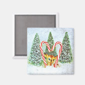 Retro Christmas Fawn Magnet (Vorderseite/Rückseite)
