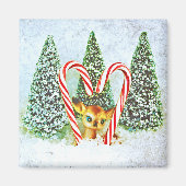 Retro Christmas Fawn Magnet (Vorne)