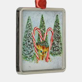 Retro Christmas Fawn Ornament Aus Metall (Rechts)