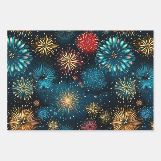 Retro Christmas Fireworks Geschenkpapier Set (Vorderseite)