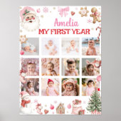 Retro Christmas First Year Photo Milestone Sign Poster (Vorne)
