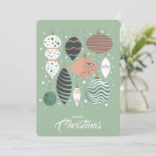 Retro Christmas Flat Feiertagskarte (Stehend Vorderseite)