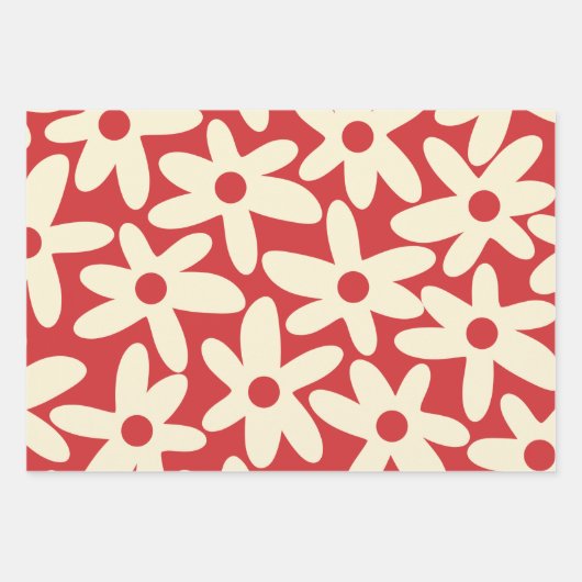 Retro Christmas Floral Daisy Muster Geschenkpapier Set (Vorderseite 3)