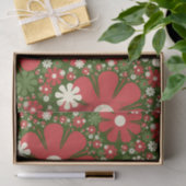 Retro Christmas Floral Fantasy Pattern Red Green Seidenpapier (Geschenk)