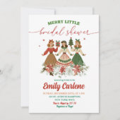 Retro Christmas Floral Merry Little Brautparty Einladung (Vorderseite)