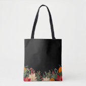 Retro Christmas floral pattern in black Tasche (Vorderseite)