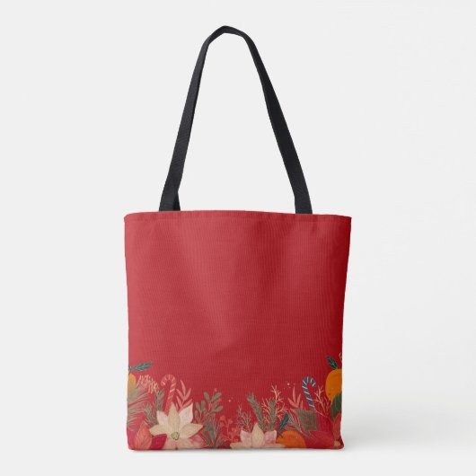 Retro Christmas floral pattern in red Tasche (Rückseite)