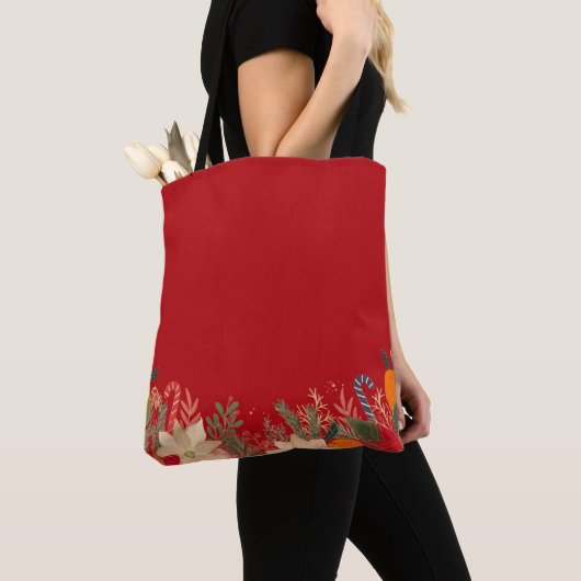 Retro Christmas floral pattern in red Tasche (Von Nahem)