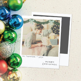 Retro Christmas Foto Card - Green & Blue Garland Feiertagskarte