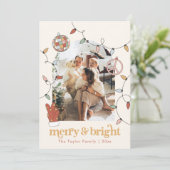 Retro Christmas Foto Familienweihnachtskarte Feiertagskarte (Stehend Vorderseite)