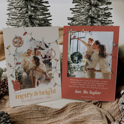 Retro Christmas Foto Familienweihnachtskarte Feiertagskarte