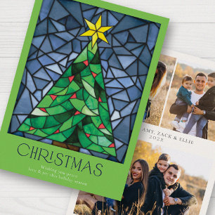 Retro Christmas Foto Tree Star Feiertagskarte