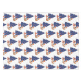 Retro Christmas Fox Illustration Blue Red Tischdecke (Vorderseite (Horizontal))