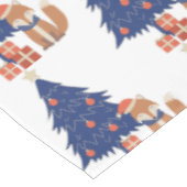 Retro Christmas Fox Illustration Blue Red Tischdecke (Schrägansicht)