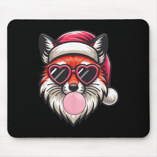 Retro Christmas Fox Weihnachtsmannmütze blasen Bla Mousepad (Vorne)