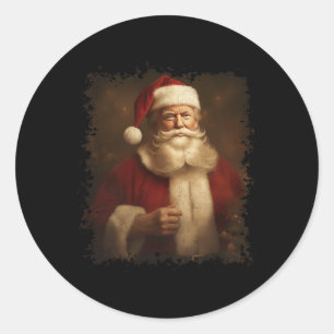 Retro Christmas Funny Trump Weihnachtsmann Vintag  Runder Aufkleber