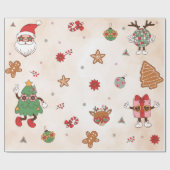 Retro Christmas Geburtstagsparty Geschenkpapier (Flach)