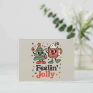 Retro Christmas Gefühl Jolly Vintag Holiday Feiertagspostkarte