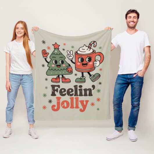 Retro Christmas Gefühl Jolly Vintag Holiday Fleecedecke (Beispiel)