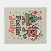 Retro Christmas Gefühl Jolly Vintag Holiday Fleecedecke (Vorderseite (Horizontal))