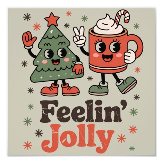 Retro Christmas Gefühl Jolly Vintag Holiday Fotodruck (Vorne)