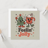 Retro Christmas Gefühl Jolly Vintag Holiday Karte (Vorderseite/Rückseite Beispiel)