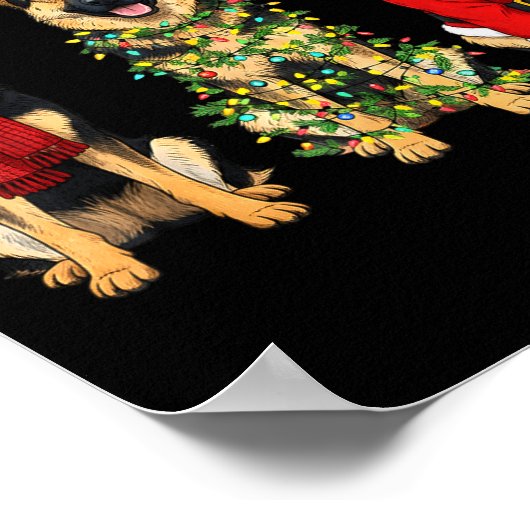 Retro Christmas German Shepherd Santa Reindeer Gsd Poster (Ecke)