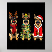Retro Christmas German Shepherd Santa Reindeer Gsd Poster (Vorne)
