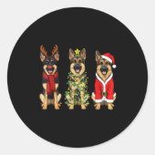 Retro Christmas German Shepherd Santa Reindeer Gsd Runder Aufkleber (Vorderseite)